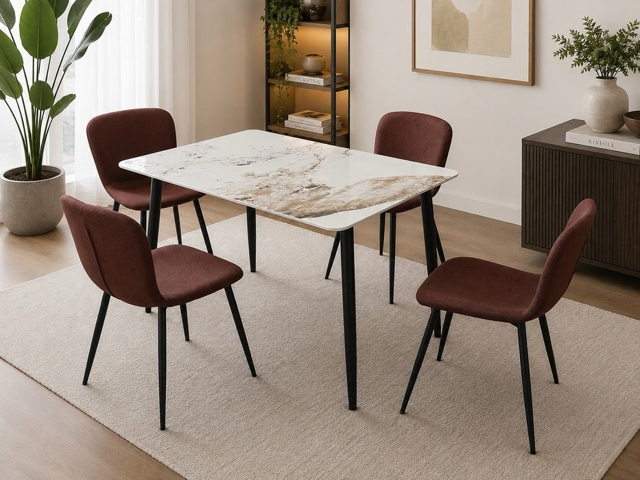 Ventra Table & 4 Brown Chairs