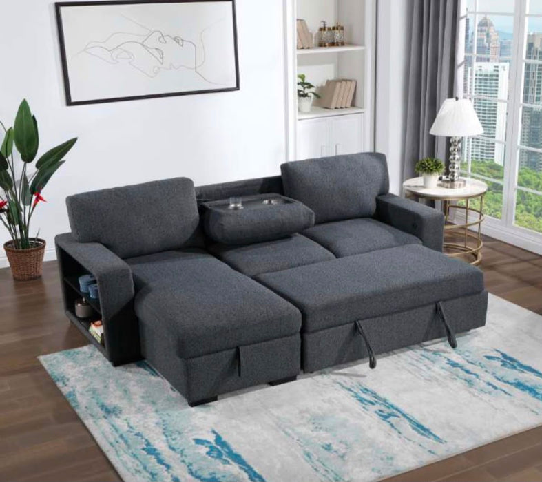 Luke Sleeper Sectional with Storage and Bookshelf Choose Your Color!!
