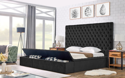 Miri Velvet Black Storage Bed Choose Your Size