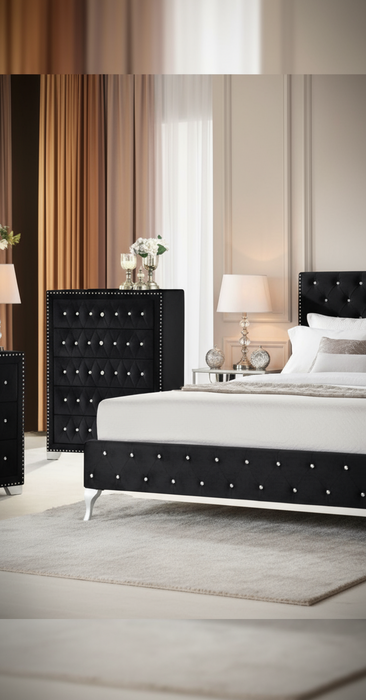 Ella Black Dresser Mirror Bed Choose Your Size!!