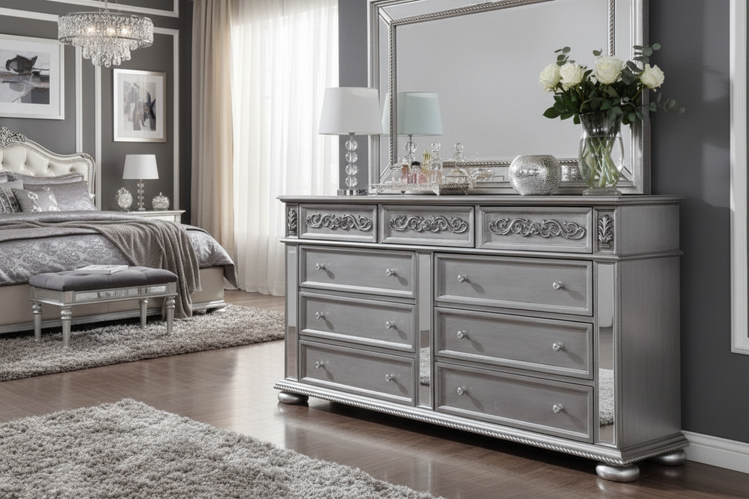silver dresser and nightstand set Diana Silver Dresser