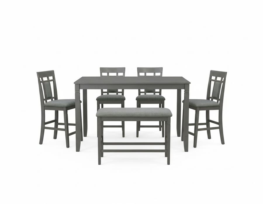 Dusk Pub Table + 4 Stools + Bench