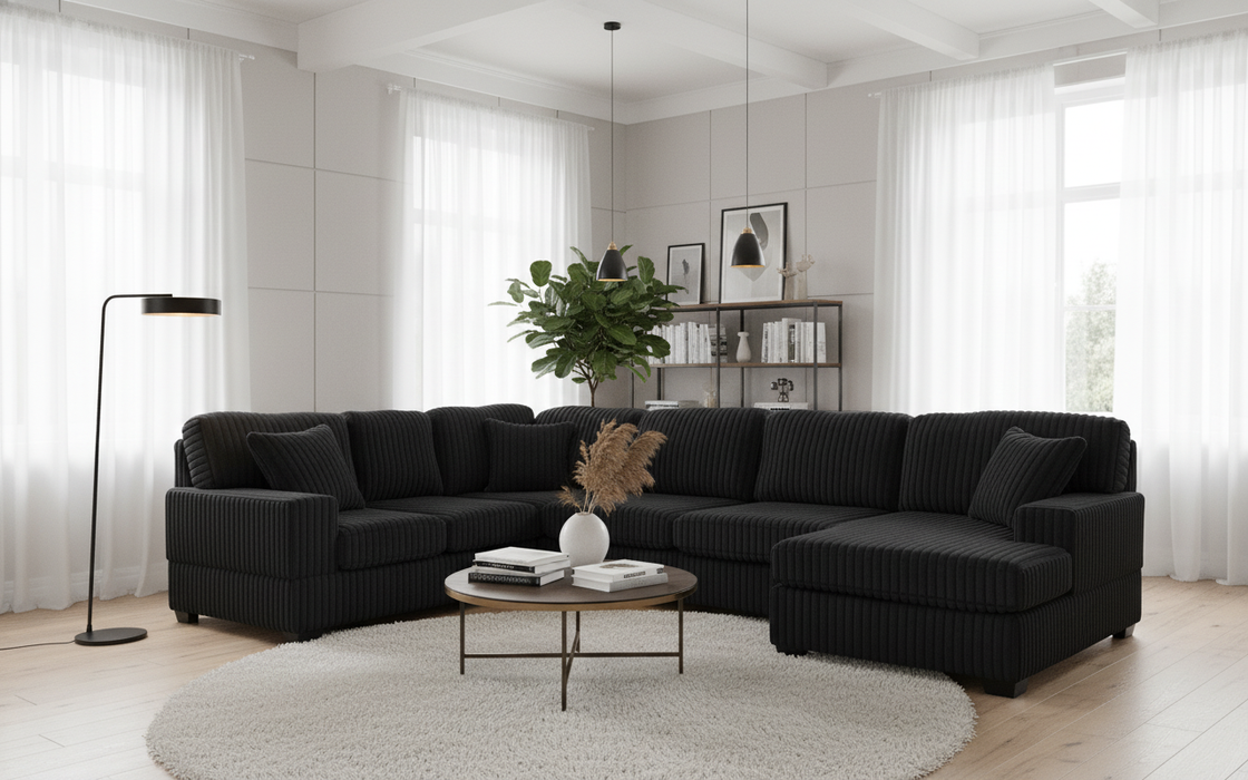 TITAN 142" Corduroy Reversible 3PC Sectional with Chaise