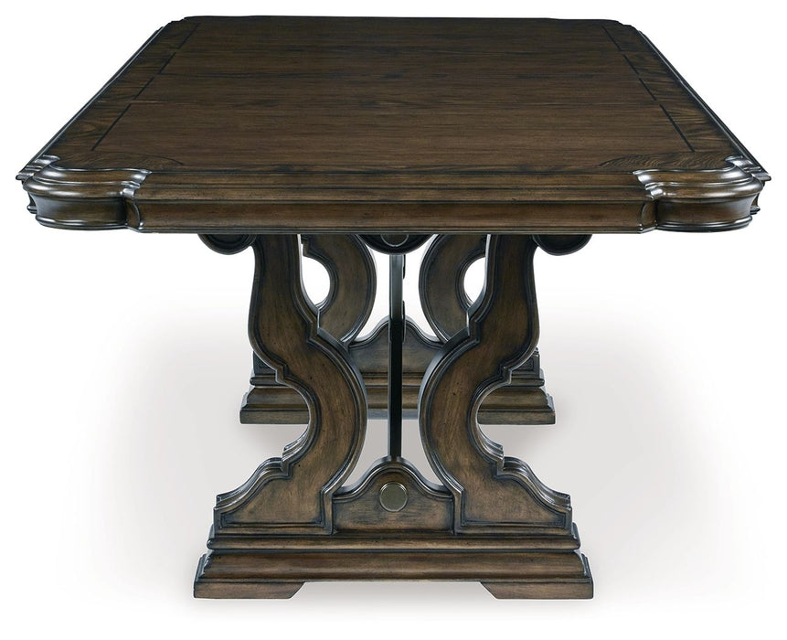 Maylee - 11 Pc. - Dining Extension Table, 4 Side Chairs, 2 Arm Chairs, Storage Bench, Buffet And Hutch - Dark Brown