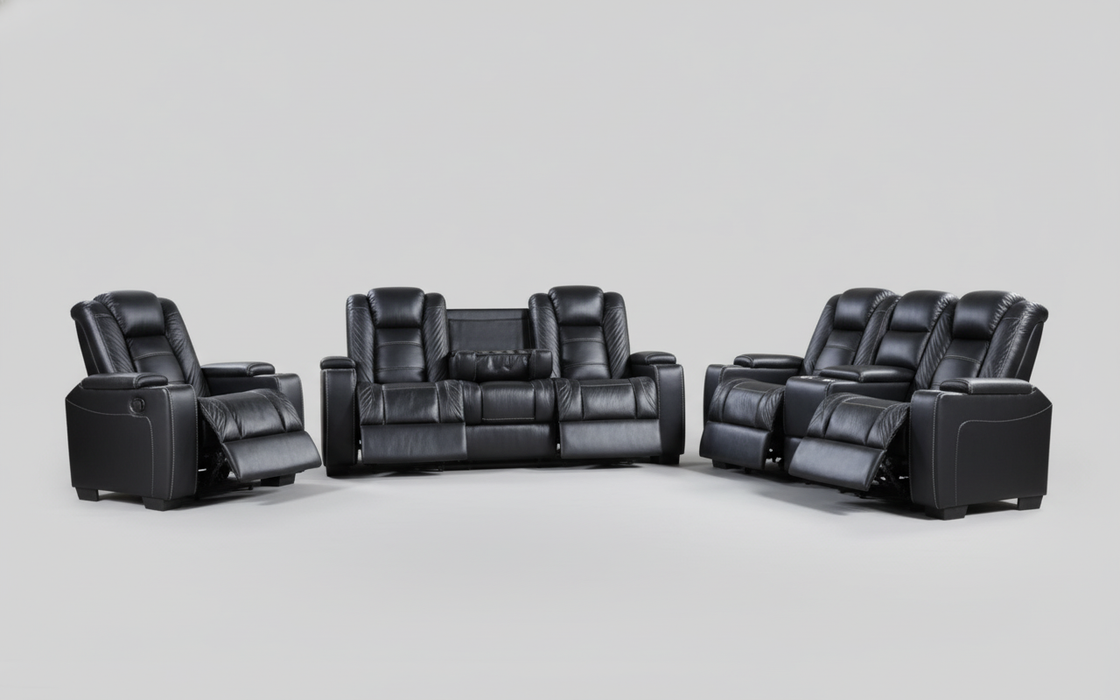 London Black Reclining Sofa & Love