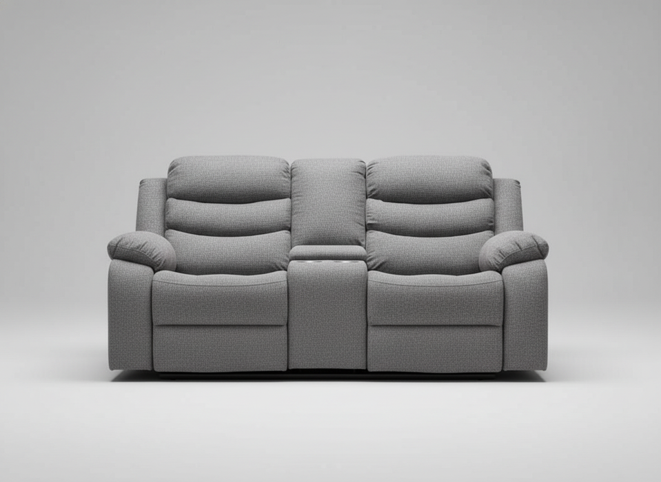 Thomas Light Gray Reclining Loveseat with Console