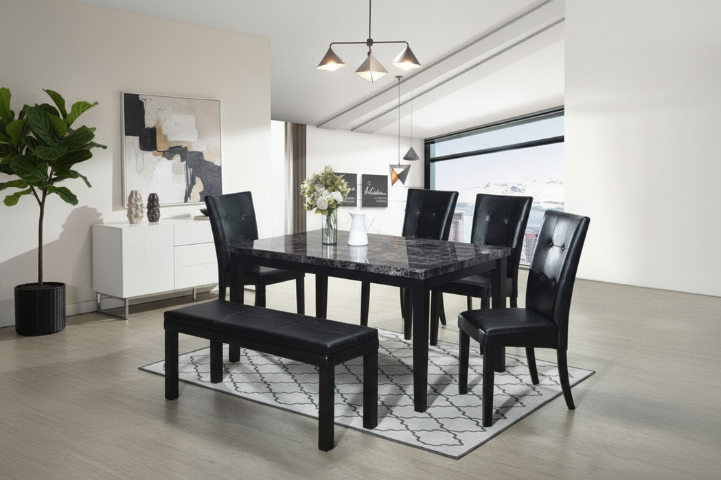 Carly Table + 4 Chairs + Bench