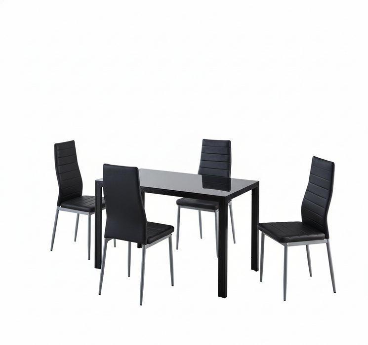 Tari Black Glass Table & 4 Chairs