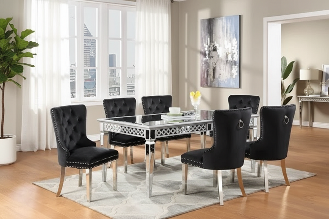 Carris Dining Table + 4 Black Chairs