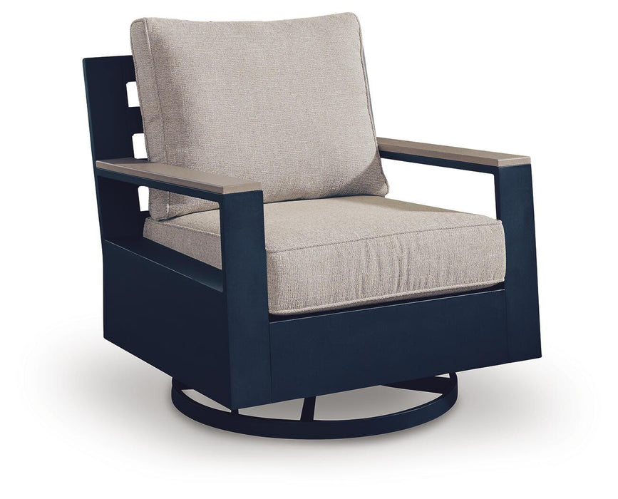 East Beach - Swivel Glider Chair With Cushion - Blue