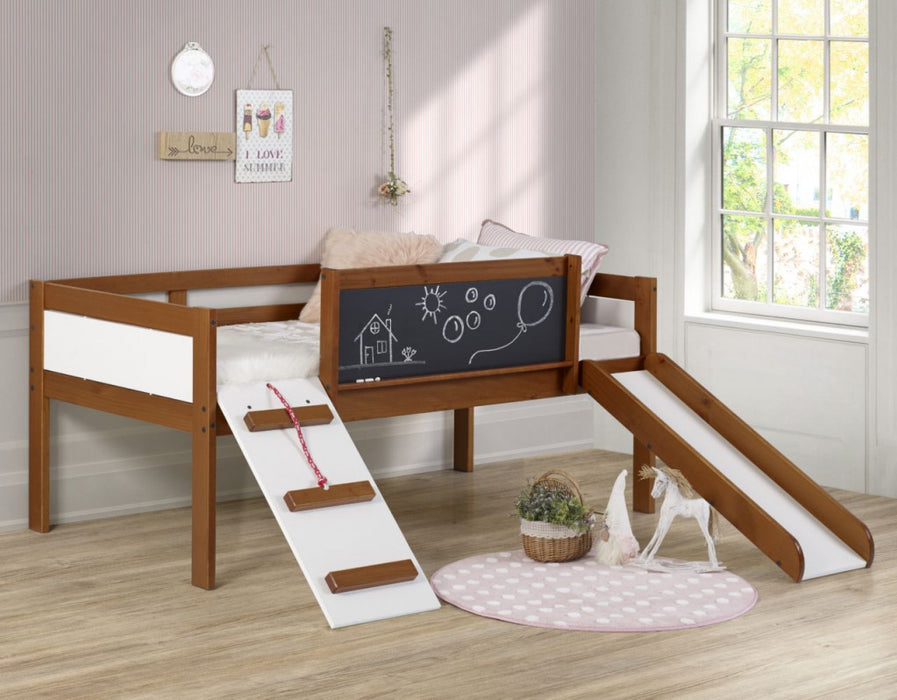 Slide and Chalkboard Twin Loft Bed