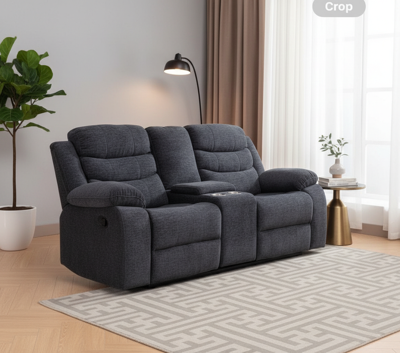 Thomas Dark Gray Reclining Love with Console