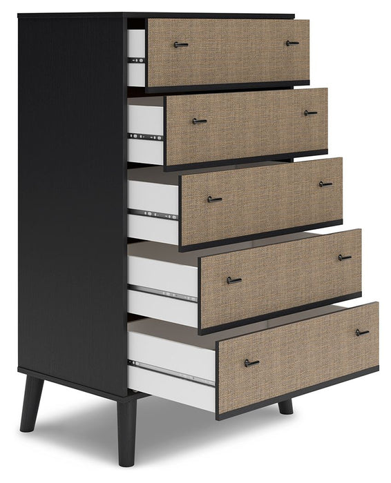 Charlang - Black / Gray - Five Drawer Chest