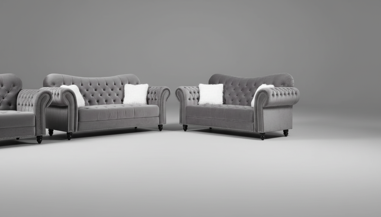 Swoop Silver Sofa & Love