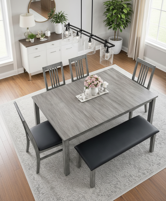 Yadley Table and 4 Chairs and Bench