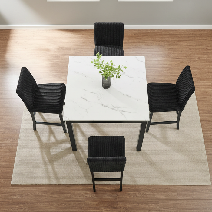 Tina Pub Table + 4 Black Chairs