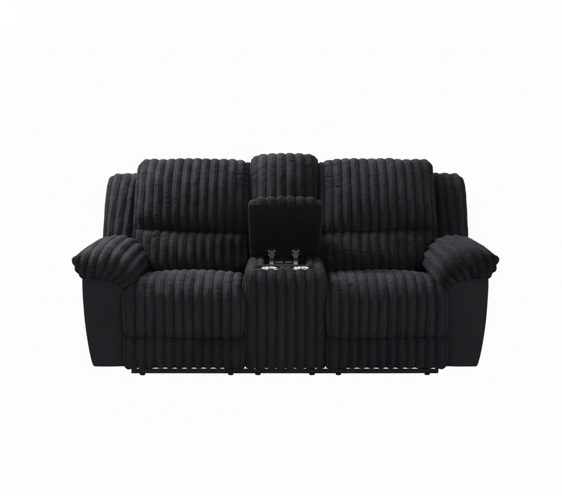 Diamond Black Reclining Console Love Seat
