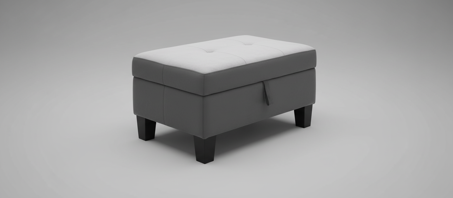 Harried Grey Ottoman