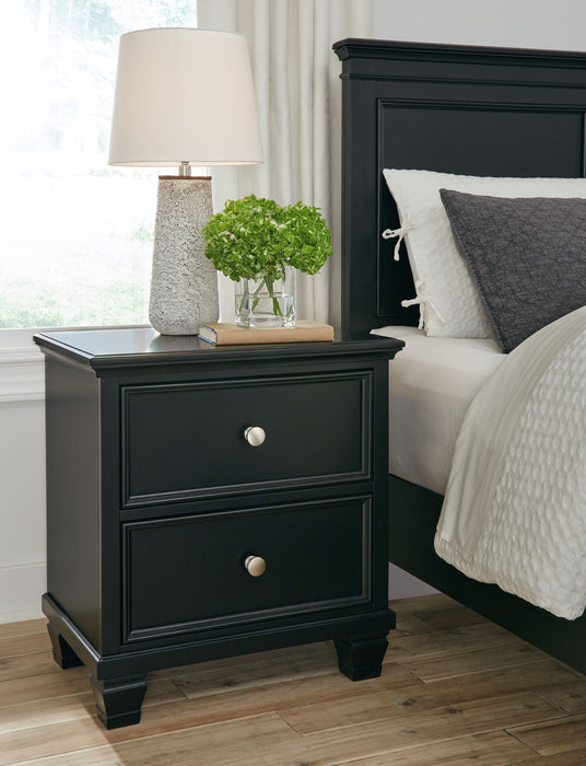 Lanolee - Black - Two Drawer Nightstand