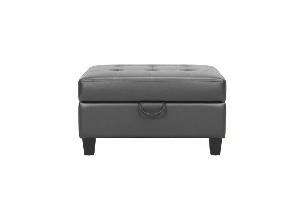 New Jersey Black Faux Leather Ottoman