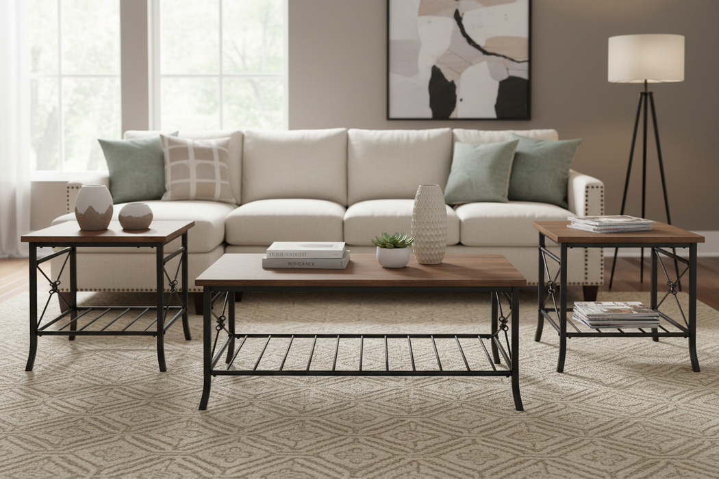 Harrison Brown Coffee and 2 End Tables