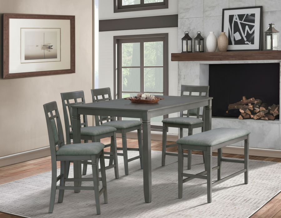 Dusk Pub Table + 4 Stools + Bench