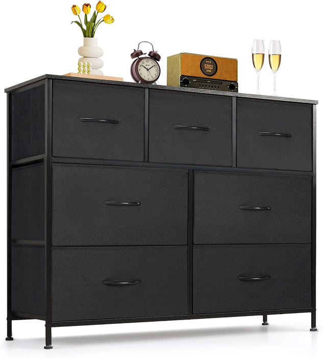 Sunflower 7 Drawer Black Dresser