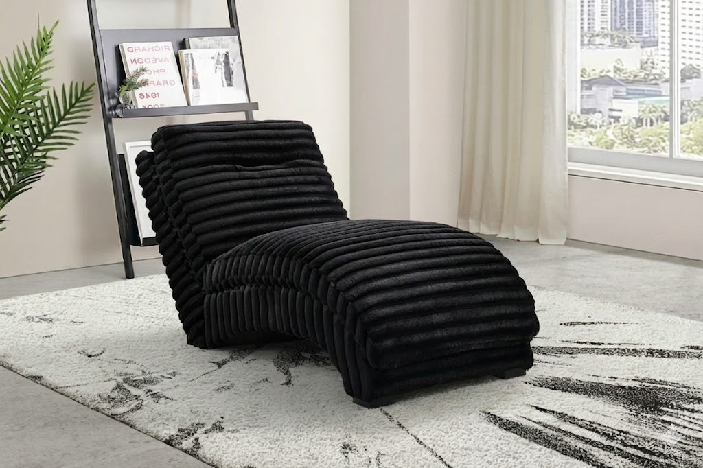 Dominic Black Corduroy Velvet Chaise