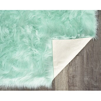 Fluffy Blue Faux Sheep Area Rug 5'X7'
