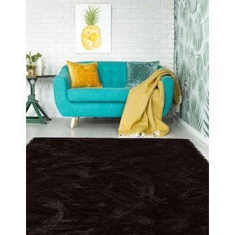 Fluffy Brown Faux Sheep Area Rug 5'X7'