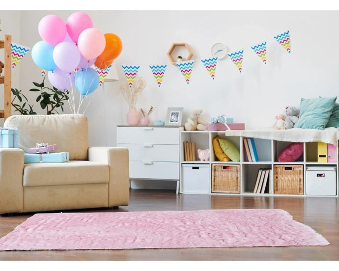 Fluffy Pink Faux Sheep Area Rug 5'X7'