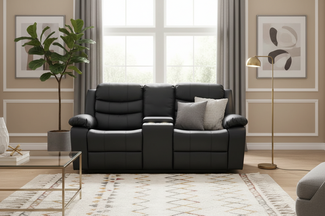 Thomas Black Reclining Loveseat