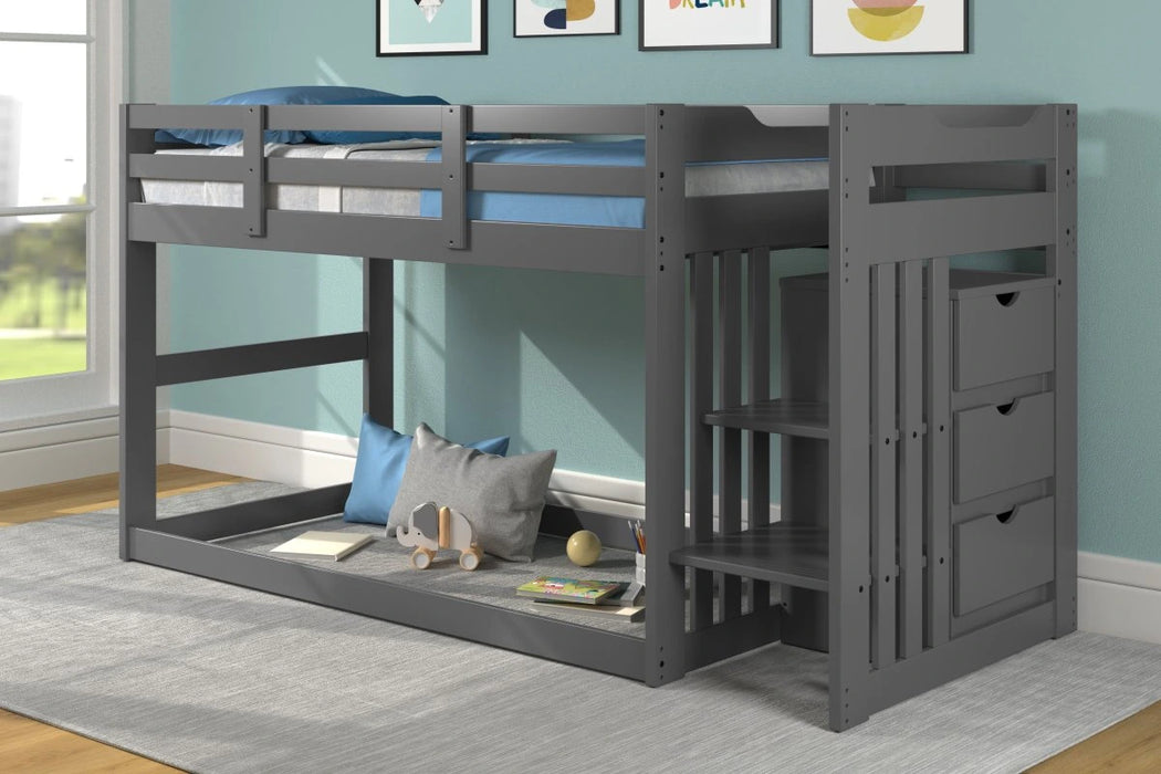 Fantasia Gray Twin/Twin Staircase Bunkbed