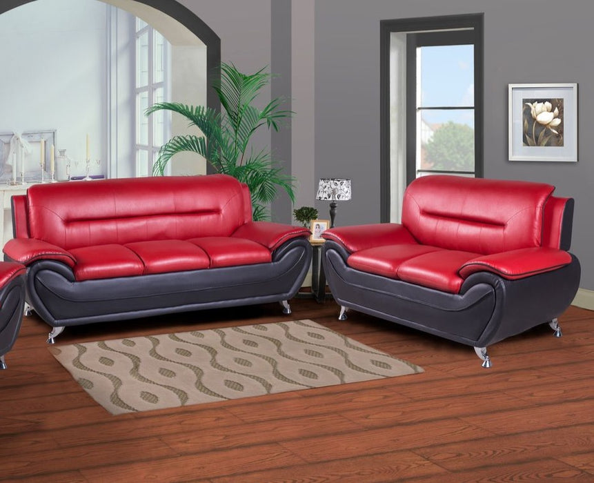 Nolan Black and Red Sofa and Love