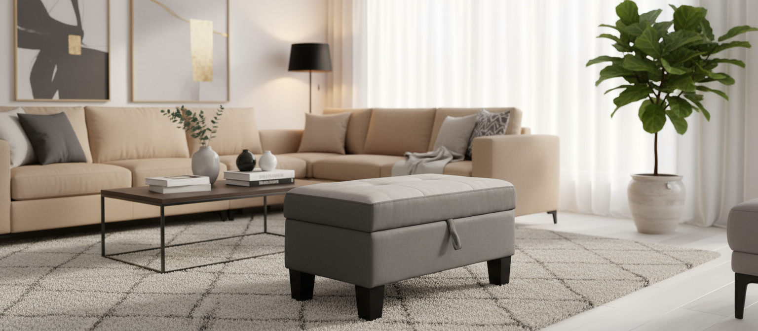 Harried Grey Ottoman