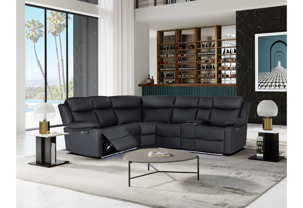 Torrent Black Reclining Sectional + cupholders + LED Lights + Speaker