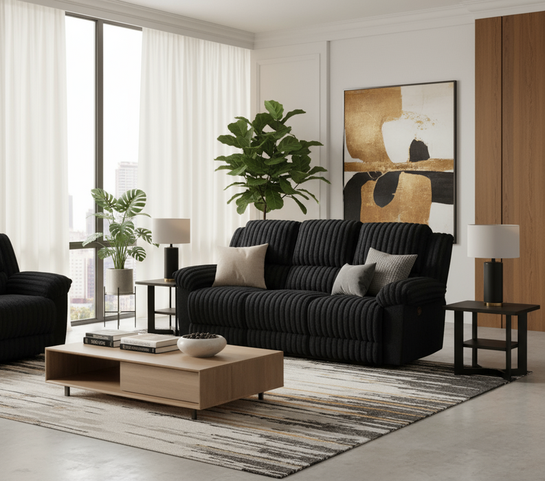 Diamond Black Reclining Sofa
