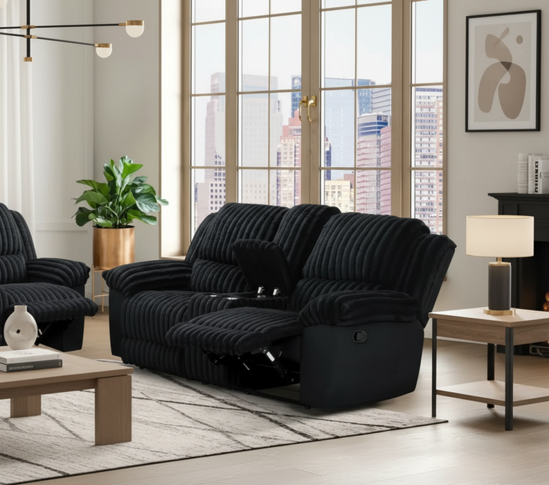 Diamond Black Reclining Console Love Seat