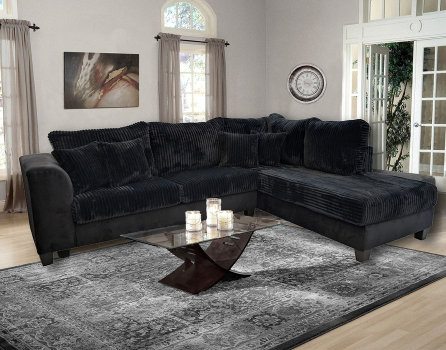 Danielle Black Velvet Corduroy Sectional