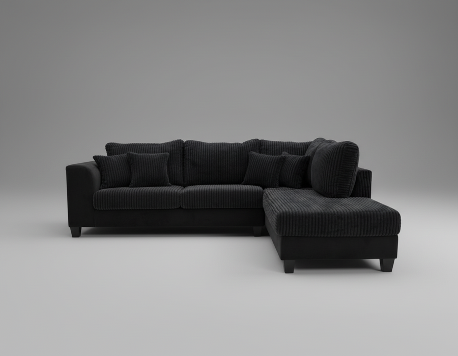 Danielle Black Velvet Corduroy Sectional