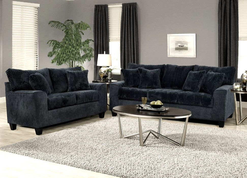 Hank Black Velvet Corduroy Sofa and Loveseat