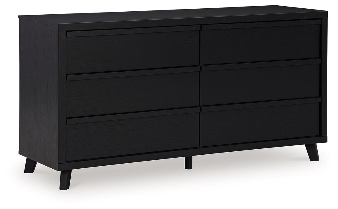 crate and barrel black dresser Linea 66" Black Teak Wood 6-Drawer Dresser