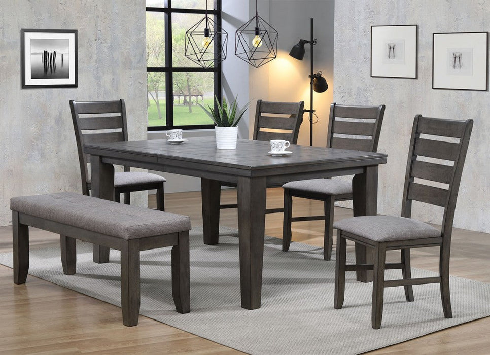 Bardstown Table 4 chairs and Bench Gray