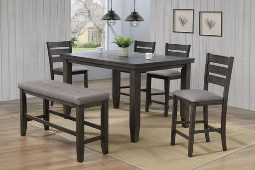 Bardstown Counter Height Table 4 chairs and Bench Gray