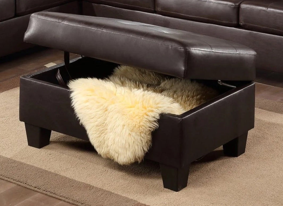 New Jersey Brown Faux Leather Ottoman