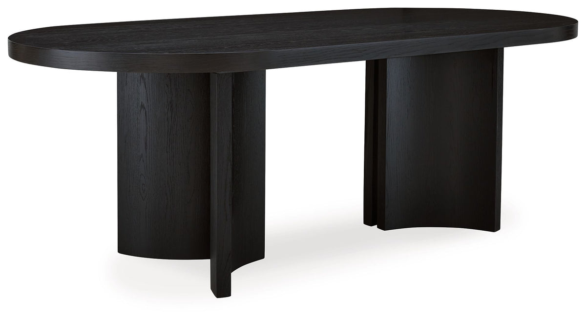 Rowanbeck - Oval Dining Room Table - Black | Price Busters Furniture