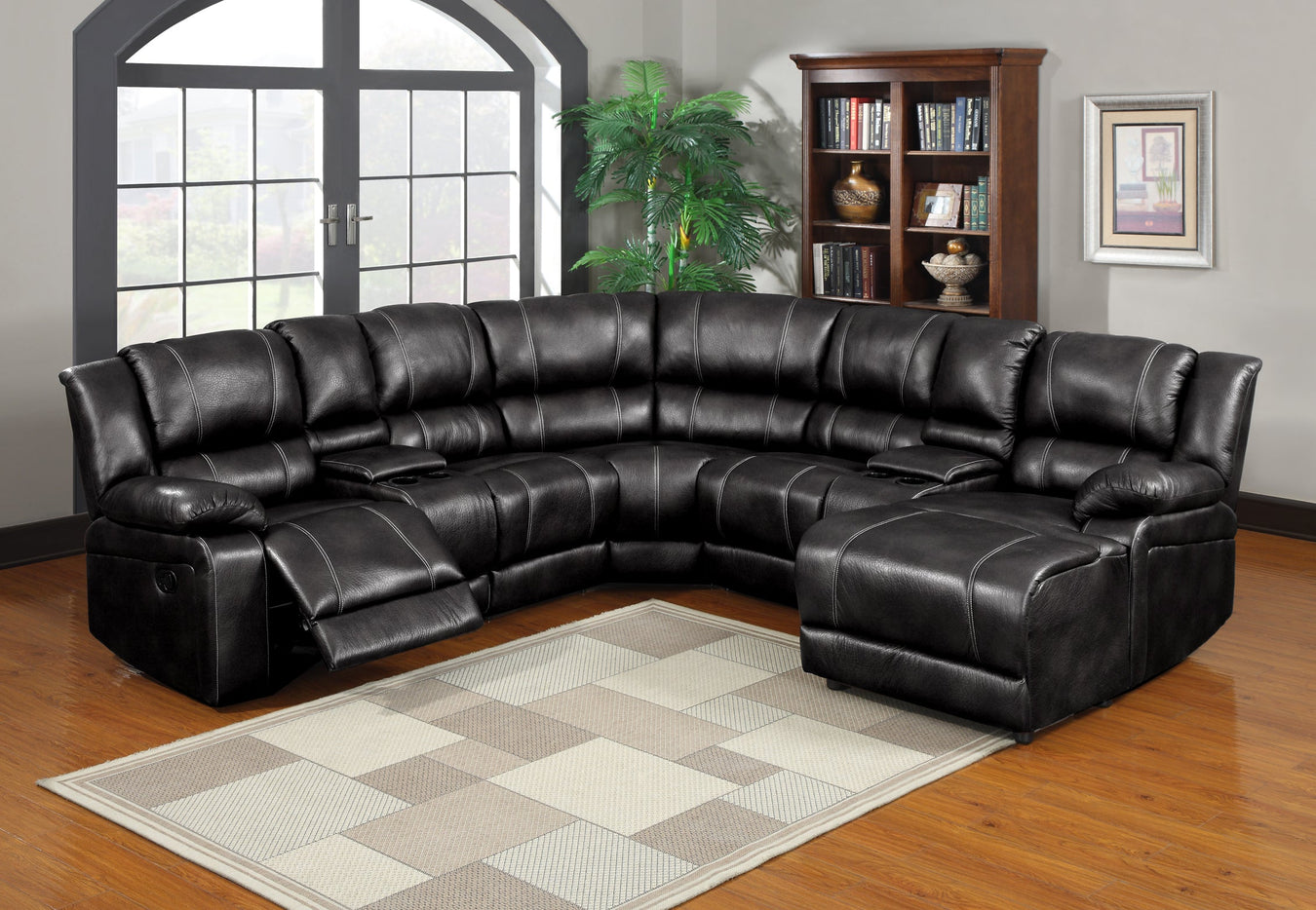 Panther Black Reclining Sectional with Chaise