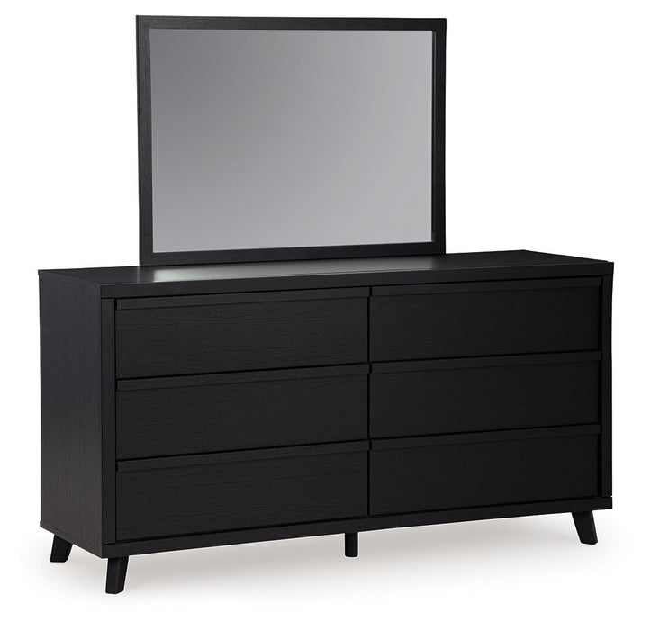 ikea black 6 drawer dresser Danziar - Dresser And Mirror - Black