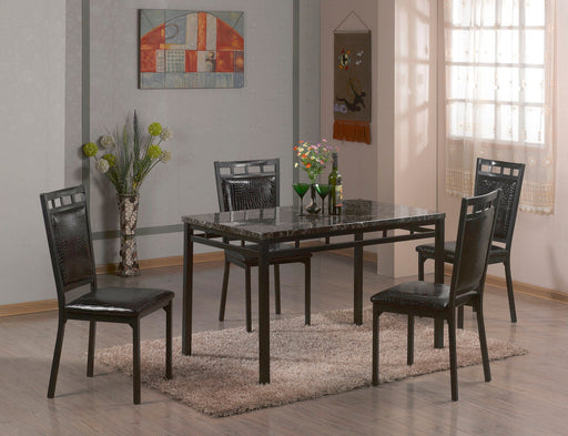 Tarkenton Black Faux Marble Table & 4 Chairs