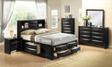 Linda Dresser Mirror and Captains Bed W/8 Drawers Black Choose Your Size